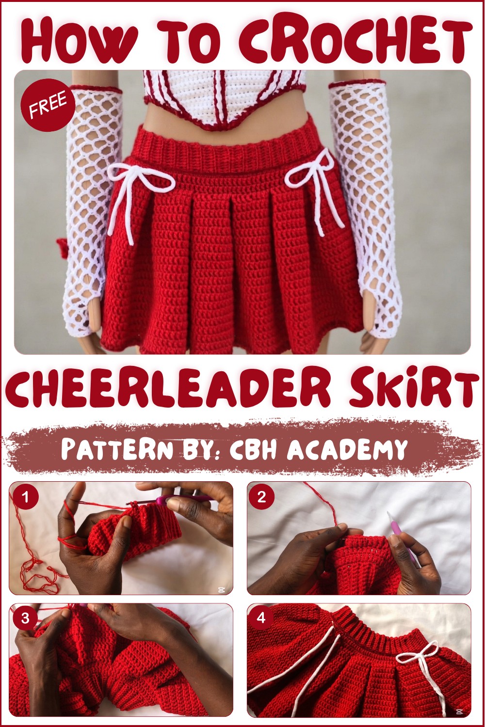 Crochet Pleated Cheerleader Skirt Tutorial (1)