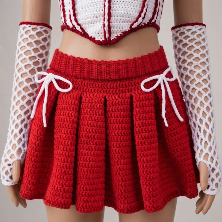 Crochet Pleated Cheerleader Skirt Tutorial (6)Crochet Pleated Cheerleader Skirt Tutorial (6)