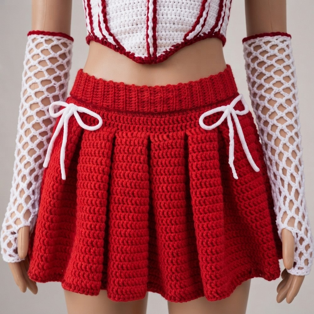 Crochet Pleated Cheerleader Skirt Tutorial (6)Crochet Pleated Cheerleader Skirt Tutorial (6)