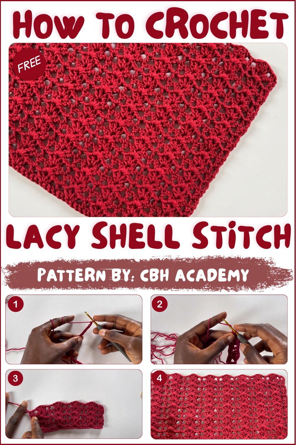 Easy Crochet Lacy Shell Stitch Pattern for Beginners