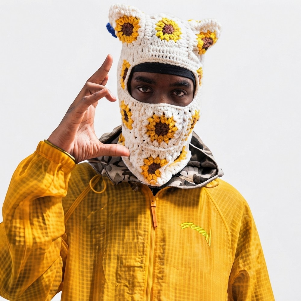 Easy Crochet Ski Mask Pattern with Sunflower Granny Squares (3)