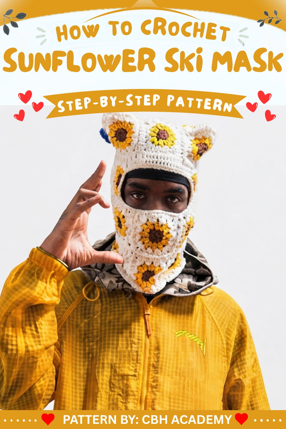 Easy Crochet Ski Mask Pattern with Sunflower Granny Squares