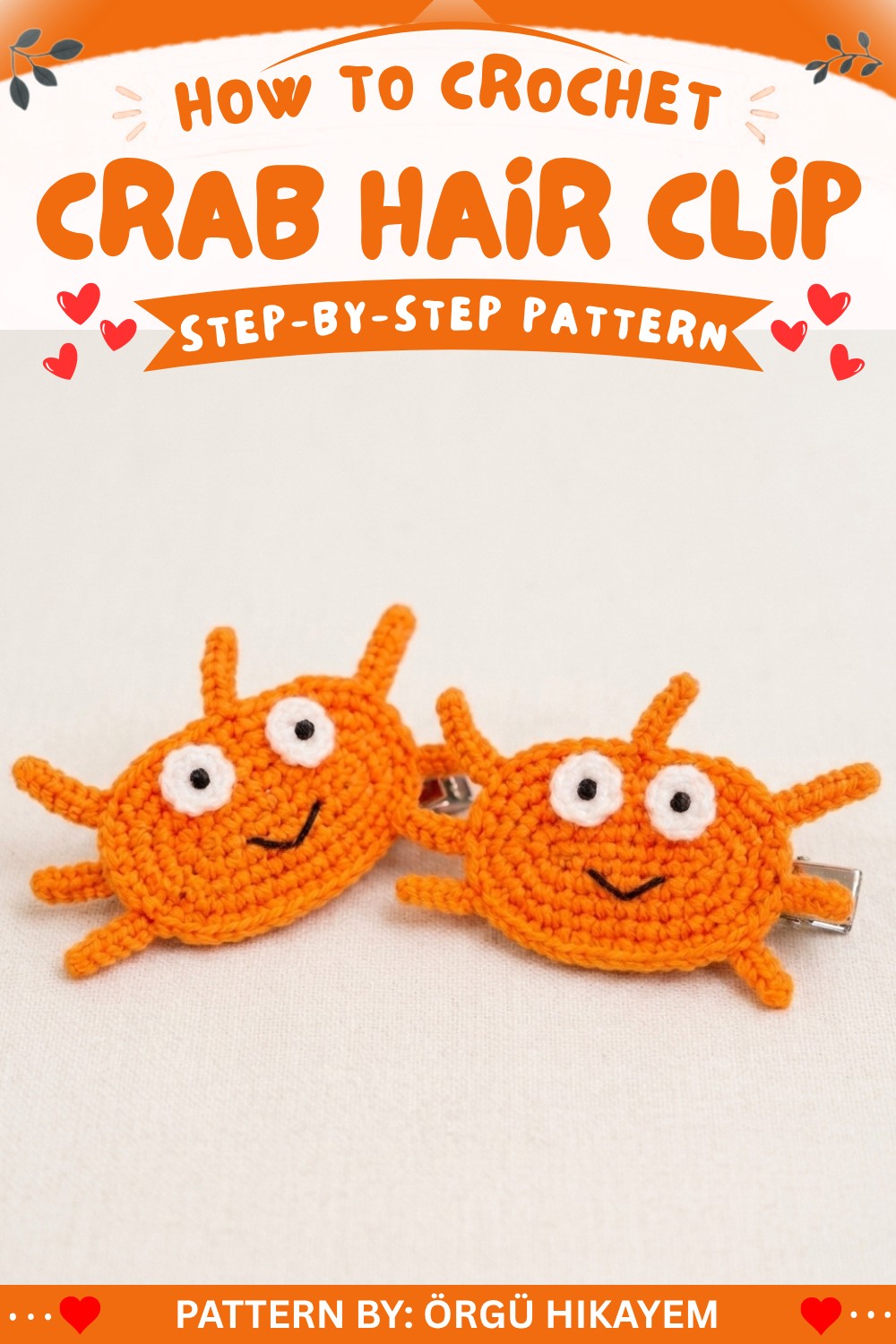  Crab Hair Clip Tutorial Pattern