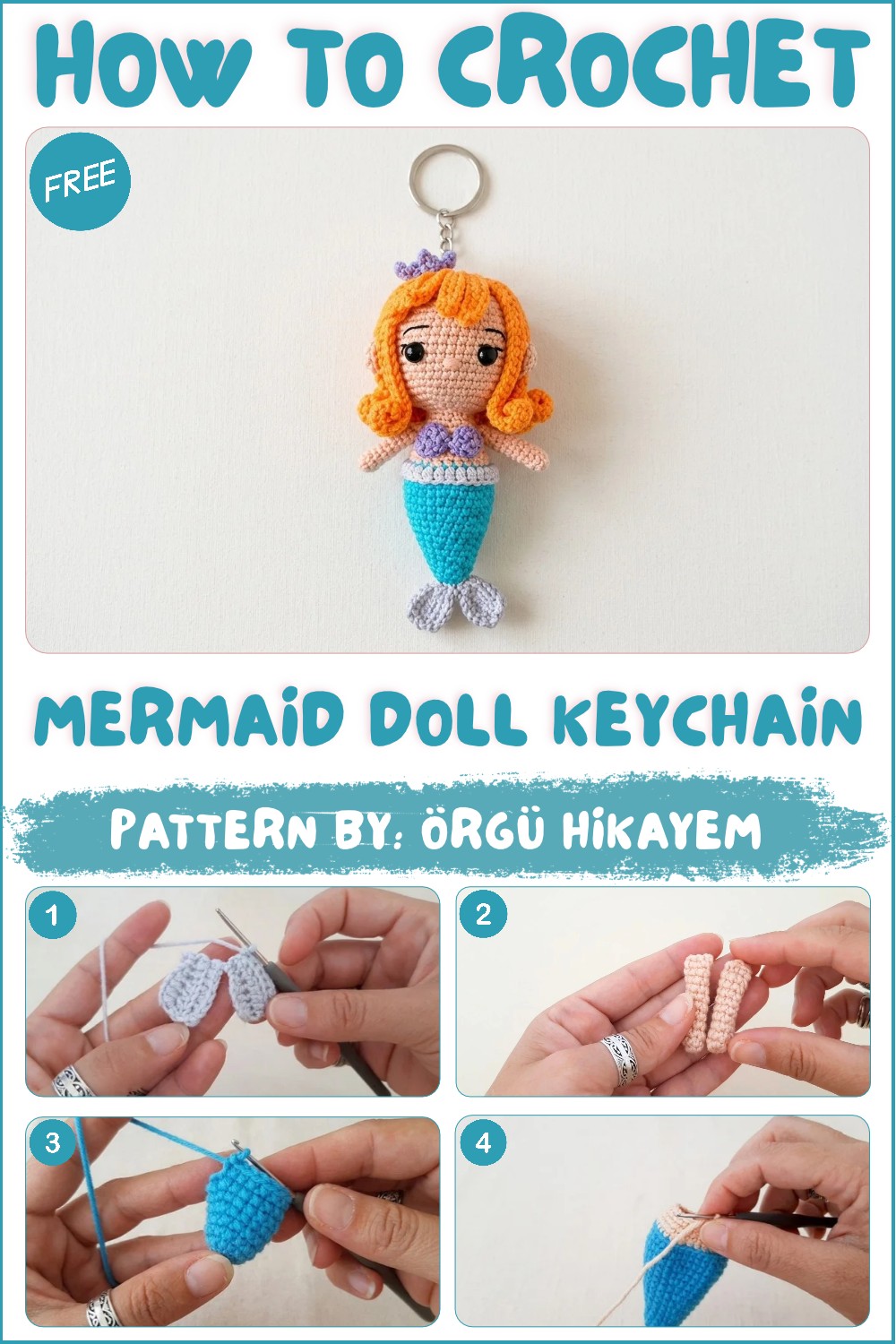 Easy Crochet Mermaid Doll Keychain Tutorial