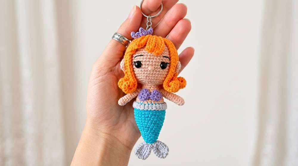 Easy Crochet Mermaid Doll Keychain Tutorial