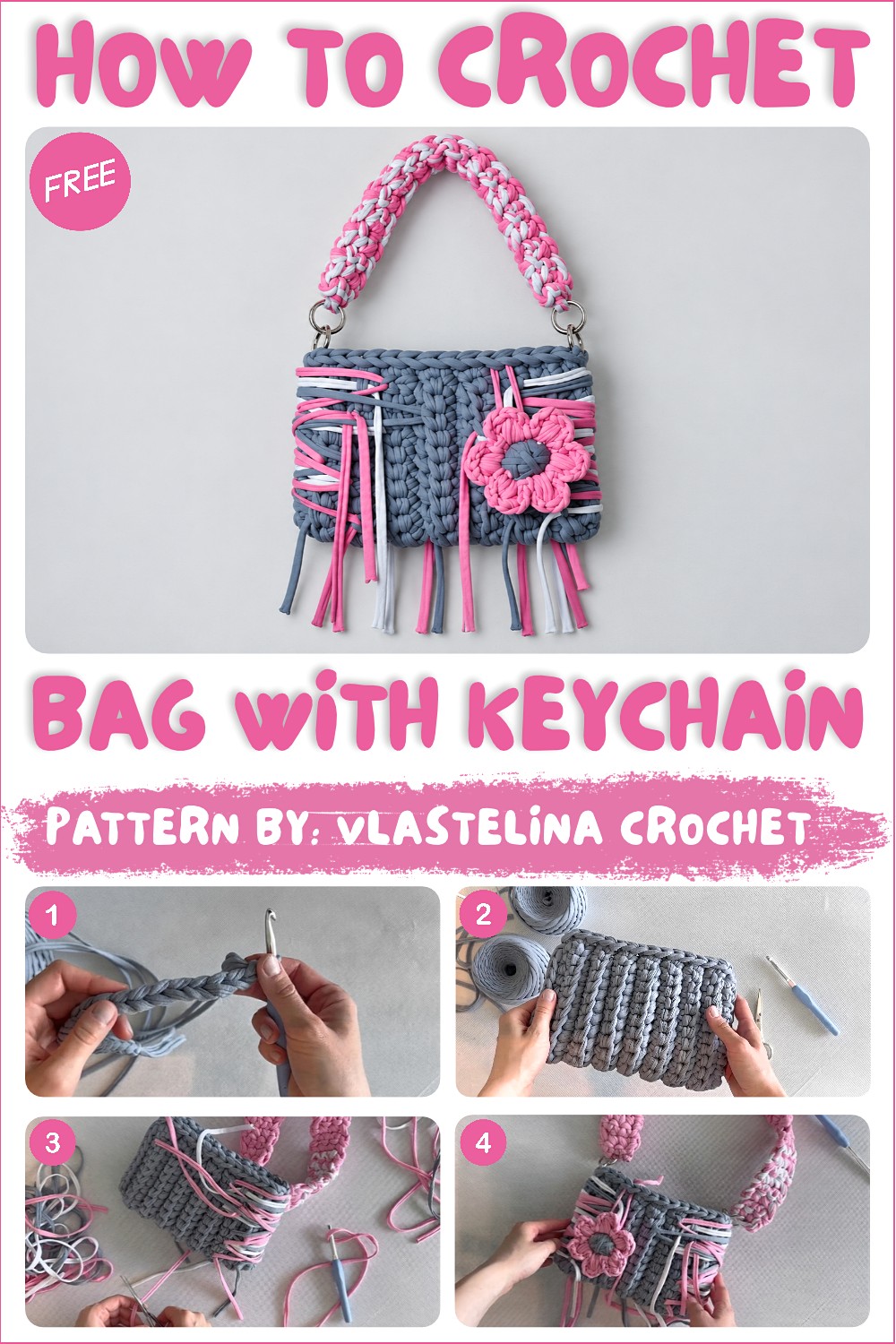 How To Crochet Bag With A Keychain Made From Knitted Yarn (1)