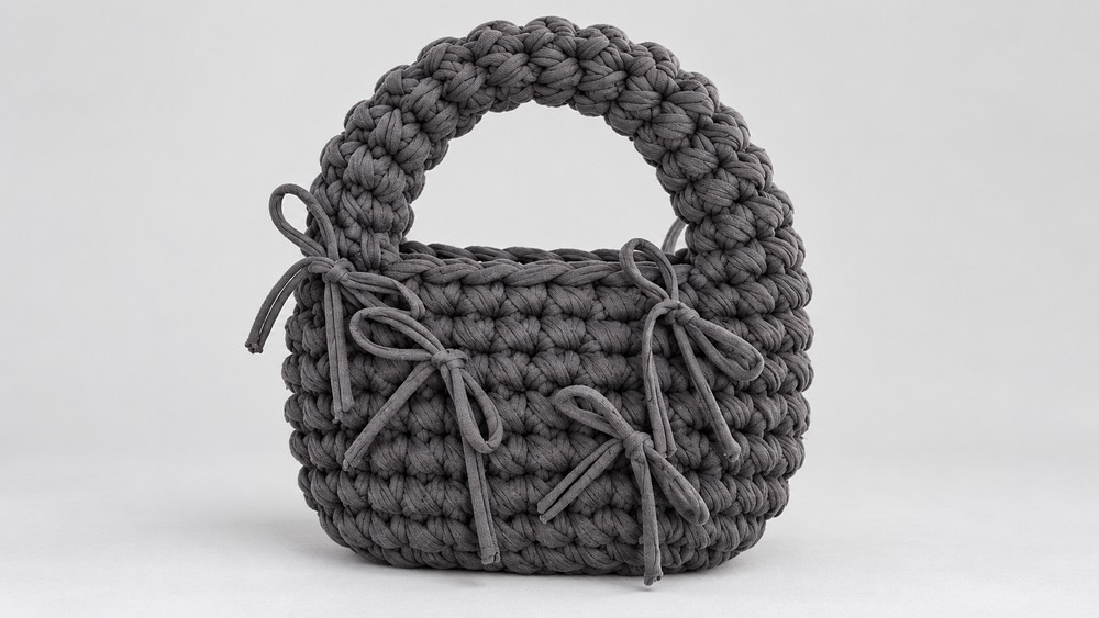 How To Crochet Bag With Bows Made From Knitted Yarn (6)