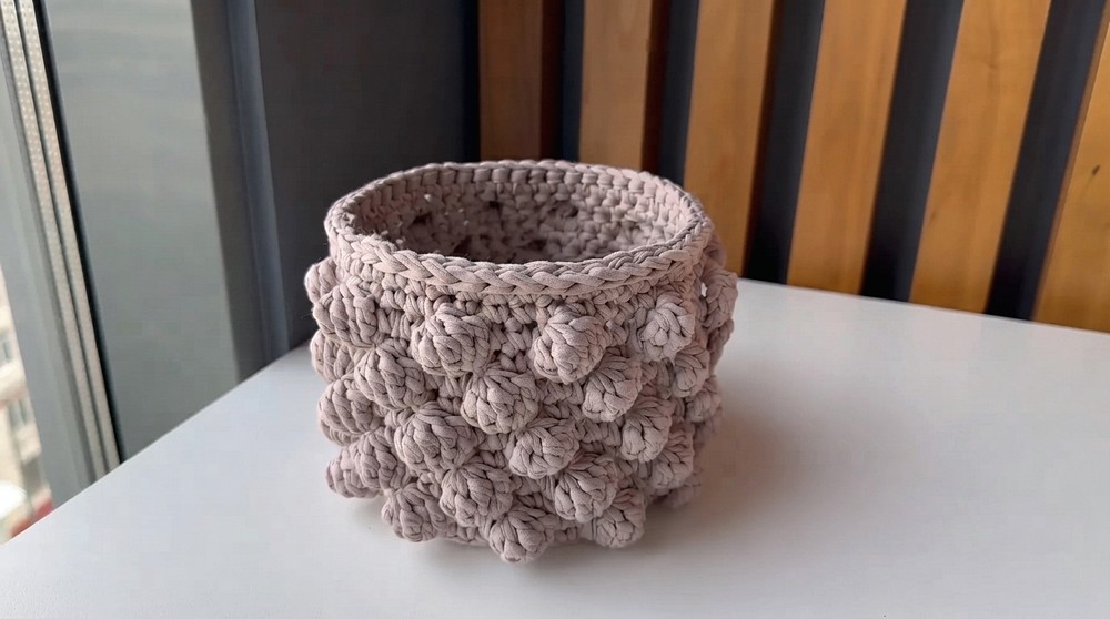 How To Crochet Easy 1-skein Basket Pattern (8)