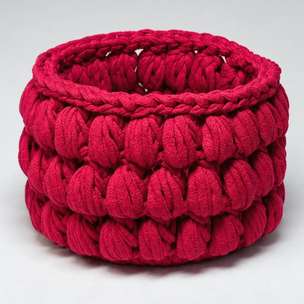 How To Crochet Fluffy Basket Made From 1 Skein (4)