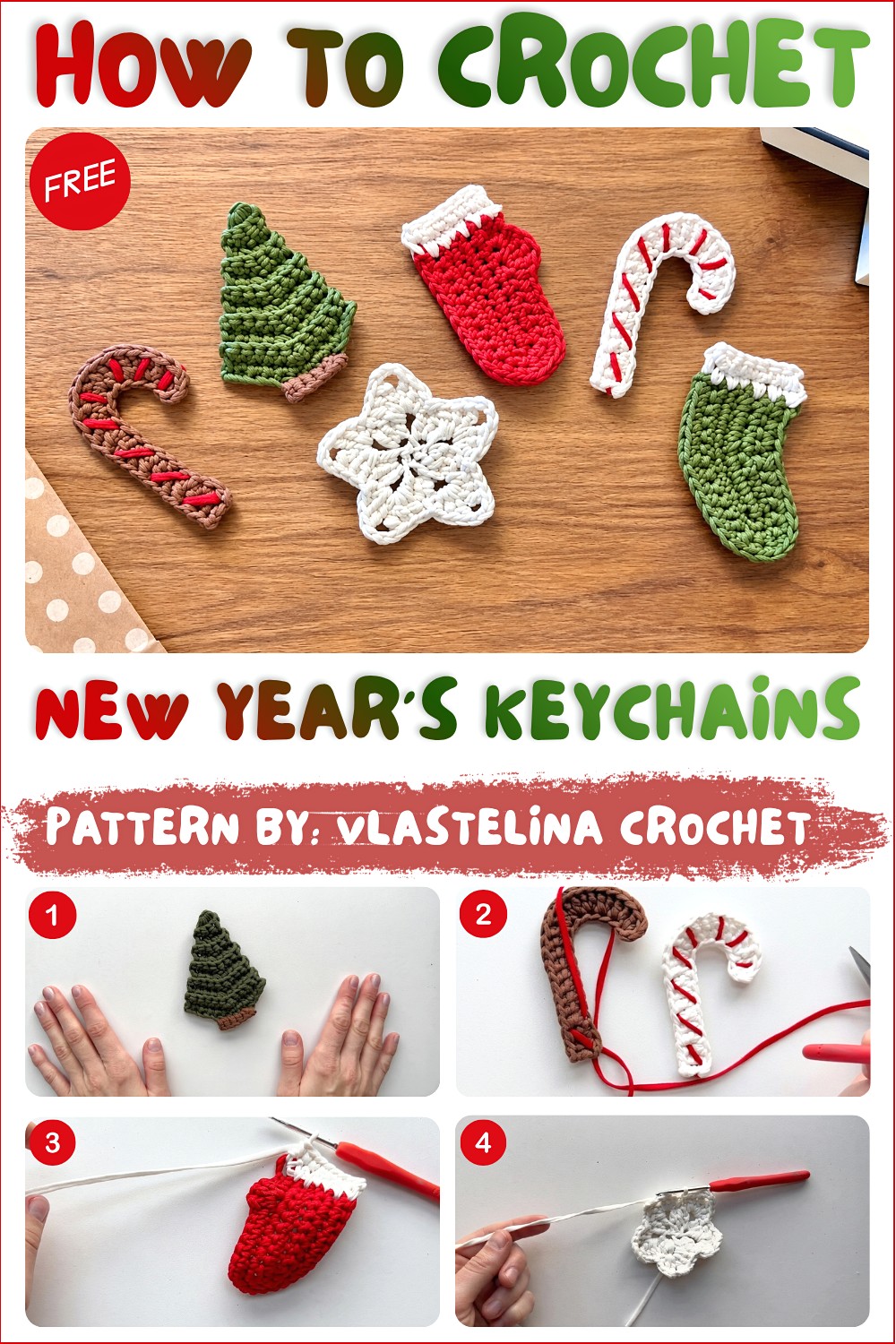 How To Crochet New Year's Keychains Decorations (1)