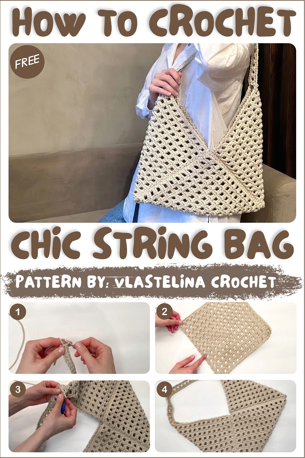 How To Crochet String Bag Made From Cord. Suitable For Beginners (1)