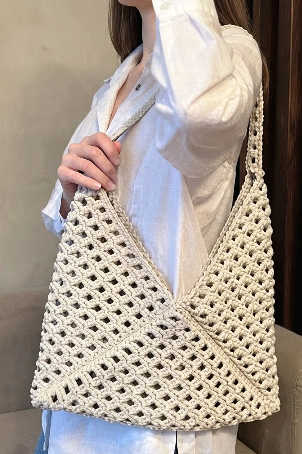 How To Crochet String Bag Made From Cord. Suitable For Beginners (2)