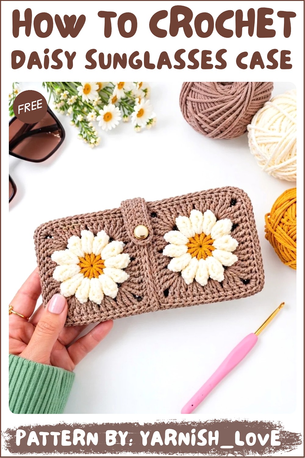 How to Crochet a Cute Daisy Granny Square Sunglasses Case _ Easy Floral Case Tutorial (4)