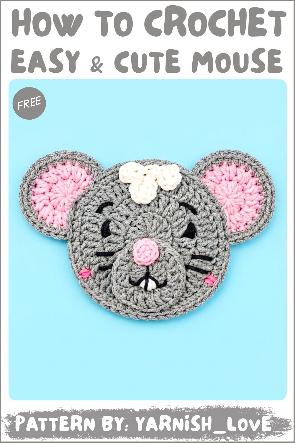 How to Crochet an Adorable Mouse Granny Square _ Easy & Fun Kawaii Motif Tutorial (3)
